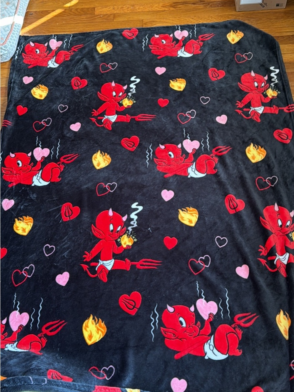 Kids Black Red Devil Character Blanket